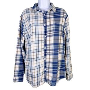 Zara Plaid Button Flannel Shirt Relaxed Fit‎ Cottagecore Coastal Granddaughter M